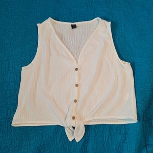 NWOT SHEIN Knot Front Button Front Waffle Knit Tank Top